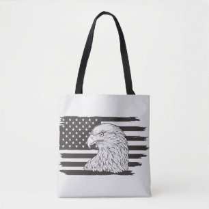 Proud Eagle with American Flag Tote Bag