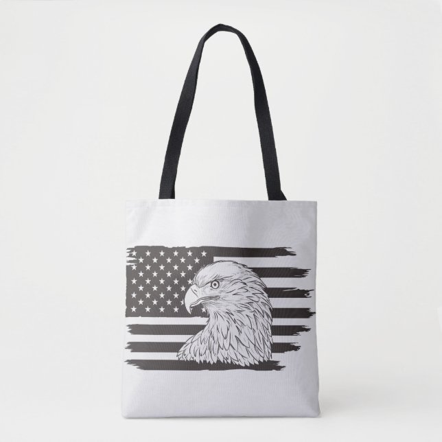 Proud Eagle with American Flag Tote Bag (Front)