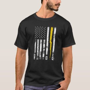 Proud Electrician Us Flag Tools Electric Power Lin T-Shirt