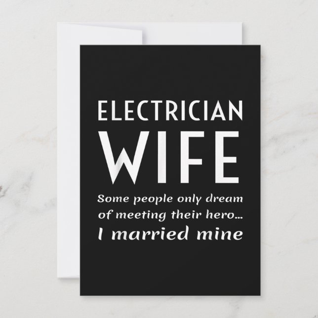 Proud Electrician Wife Of An Electrician Quote Card (Front)