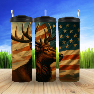 Proud Elk, American Spirit Art Thermal Tumbler