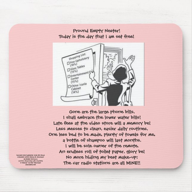 Proud Empty Nester Mousepad (Front)