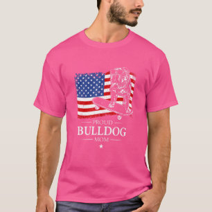 Proud English Bulldog Mum American Flag Patriotic T-Shirt