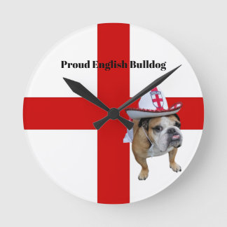 Proud English Bulldog Round Clock
