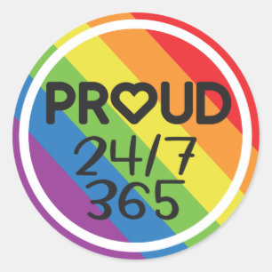 Proud everyday rainbow colours pride month classic round sticker