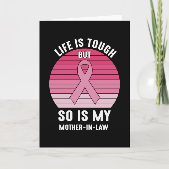 Proud Family Breast Cancer Warrior Mother-in-Law Card (Front)