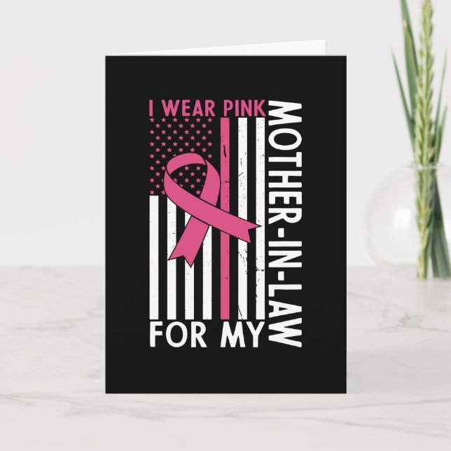 Proud Family Breast Cancer Warrior Mother-in-Law Card (Front)