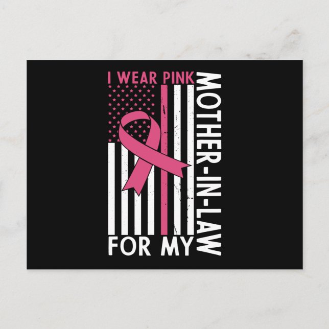 Proud Family Breast Cancer Warrior Mother-in-Law Postcard (Front)