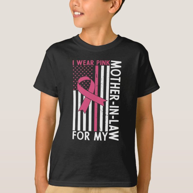 Proud Family Breast Cancer Warrior Mother-in-Law T-Shirt (Front)