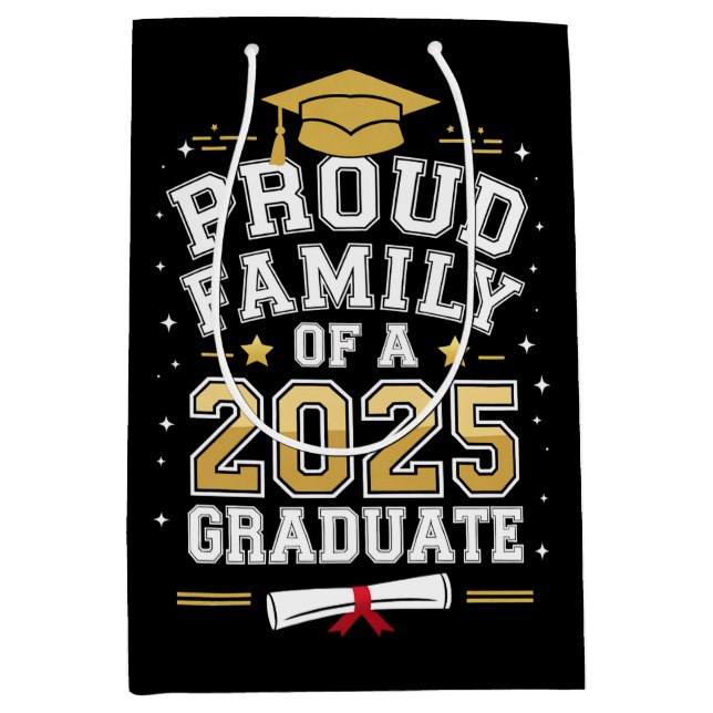 Proud Family Of A 2025 Graduate Graduation Medium Gift Bag (Front)