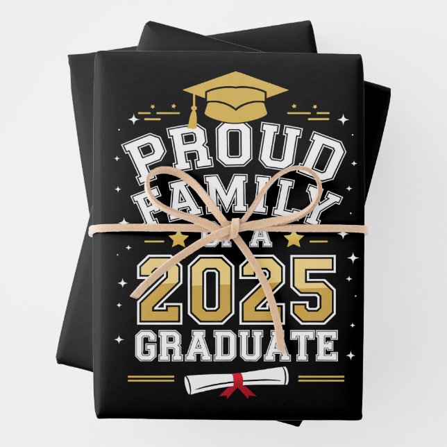 Proud Family Of A 2025 Graduate Graduation Wrapping Paper Sheet (In situ)