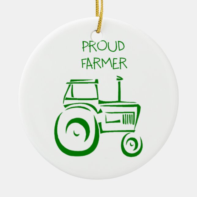 Proud Farmer Tractor Ceramic Tree Decoration (Front)