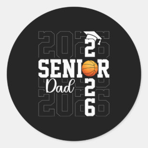 Proud Father Cl Of 2026 Sketll Senior Dad Graduate Classic Round Sticker