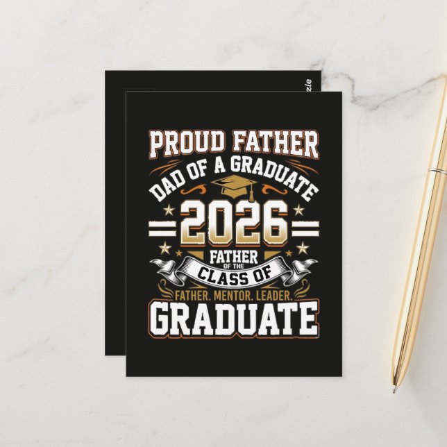 Proud Father Class of 2026 Graduate Postcard (Front/Back In Situ)
