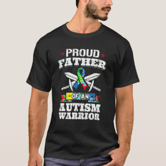 Proud Father Of An Autism Warrior Autistic Awarene T-Shirt