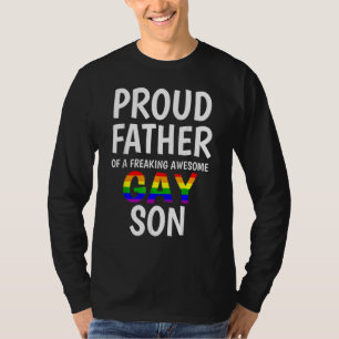 Proud Father Of Awesome Gay Son Lgbt Pride Family T-Shirt