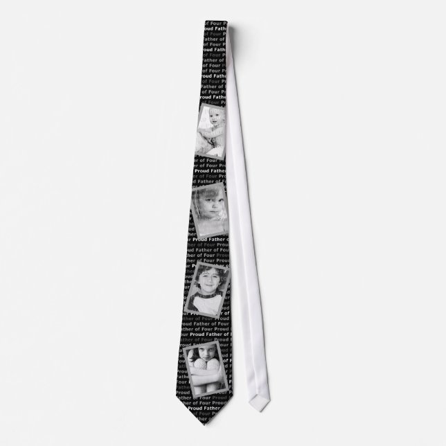 Proud Father of Four - Customise with Own Photos Tie (Front)