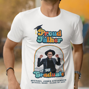 Proud Father of the graduate photo groovy retro  T-Shirt