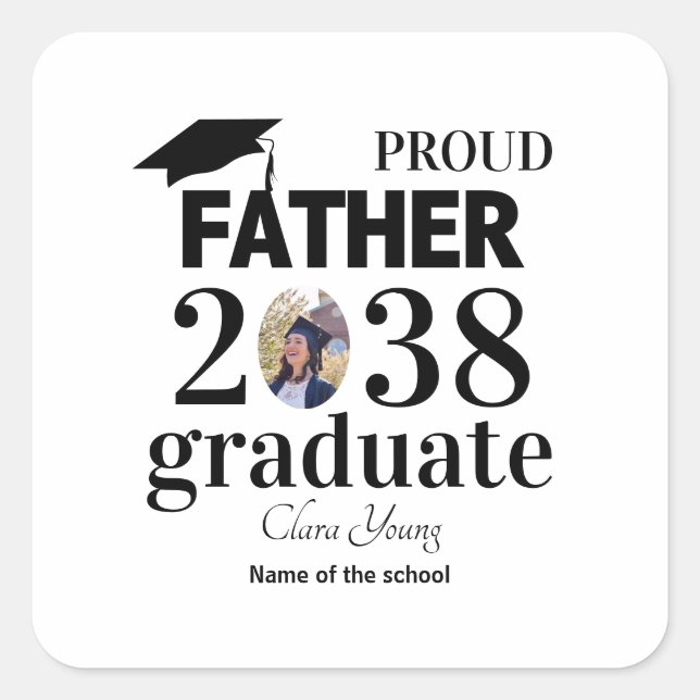 Proud Father personalized graduation Square Sticker (Front)