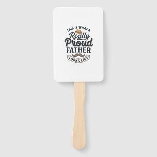 Proud Father Vintage Engraving Quote Design_1 Hand Fan