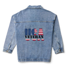 Proud Female Veteran Patriotic Denim Jacket