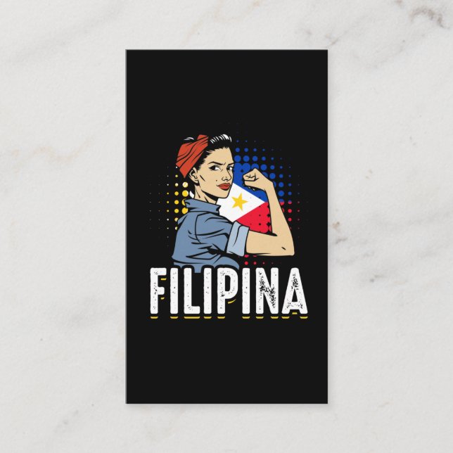 Proud Filipina Woman Girl Philippines Flag Business Card (Front)
