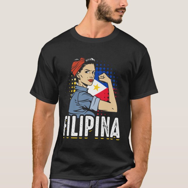 Proud Filipina Woman Girl Philippines Flag T-Shirt (Front)