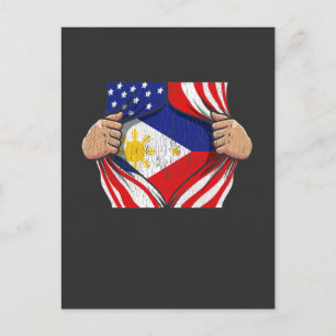 Proud Filipino Roots American Philippines Flag Postcard
