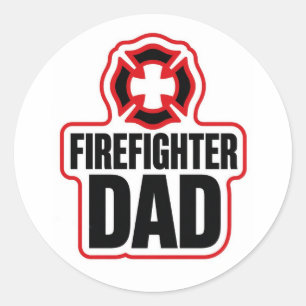 Proud Firefighter Dad Classic Round Sticker