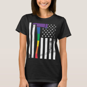 Proud Firefighter Squad LGBT Rainbow Pride USA Ame T-Shirt