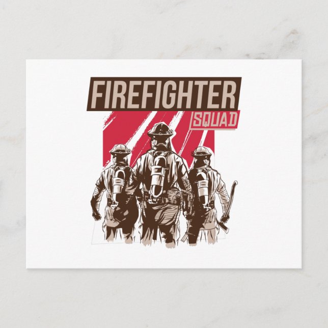 Proud Firefighter Squad Postcard (Front)