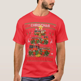Proud Firefighter Ugly Sweater Fire Truck Christma