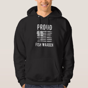 Proud Fish Warden Profession American Flag Premium Hoodie