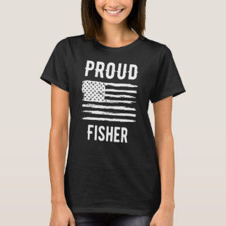 Proud Fisher Profession American Flag T-Shirt