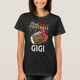 Proud Football Gigi  Women Leopard Game Day Player T-Shirt