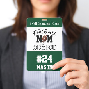 Proud Football Mom Game Day ID Badge