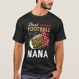 Proud Football Nana  Women Leopard Game Day Player T-Shirt