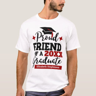 Proud Friend 2022 graduate black red tassel name T-Shirt