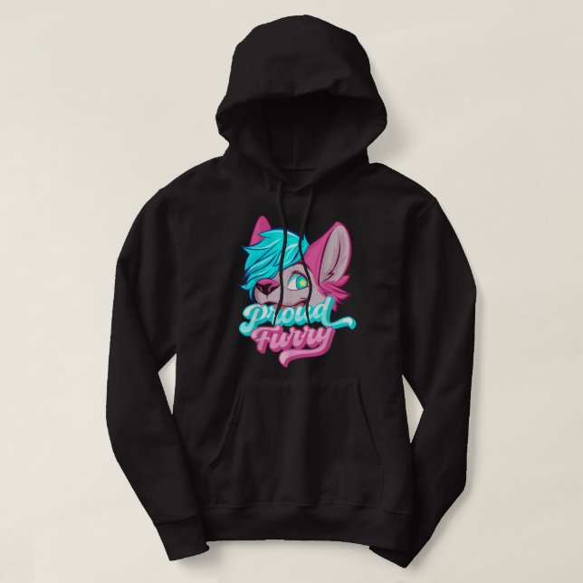 Proud Furry Fandom Furries Tails Ears Furry Person Hoodie (Design Front)
