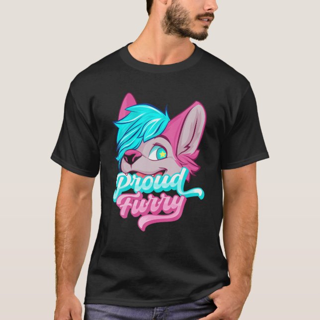Proud Furry Fandom Furries Tails Ears Furry Person T-Shirt (Front)