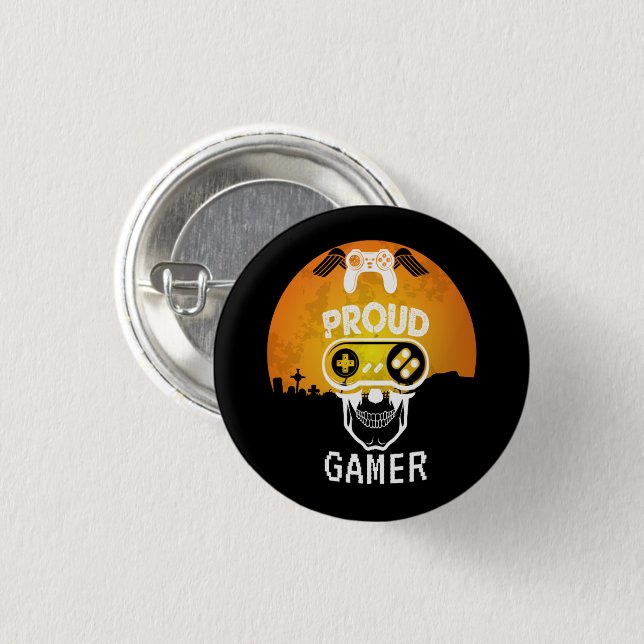 PROUD GAMER - HALLOWEEN GAMING NERD 3 CM ROUND BADGE (Front & Back)