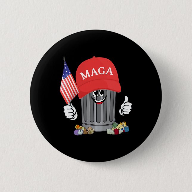 Proud Garbage Trump Supporter Trash Can Cartoon Fu 6 Cm Round Badge (Front)
