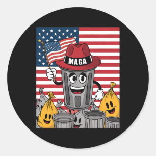 Proud Garbage Trump Supporter Trash Can Cartoon Fu Classic Round Sticker