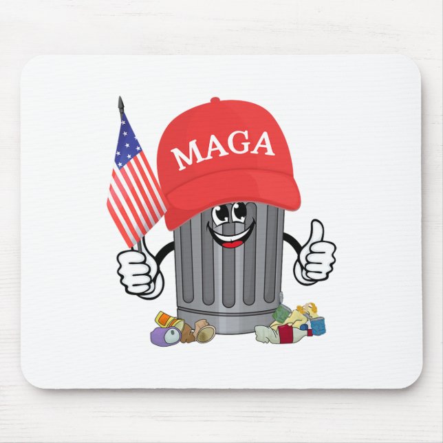 Proud Garbage Trump Supporter Trash Can Cartoon Fu Mouse Mat (Front)