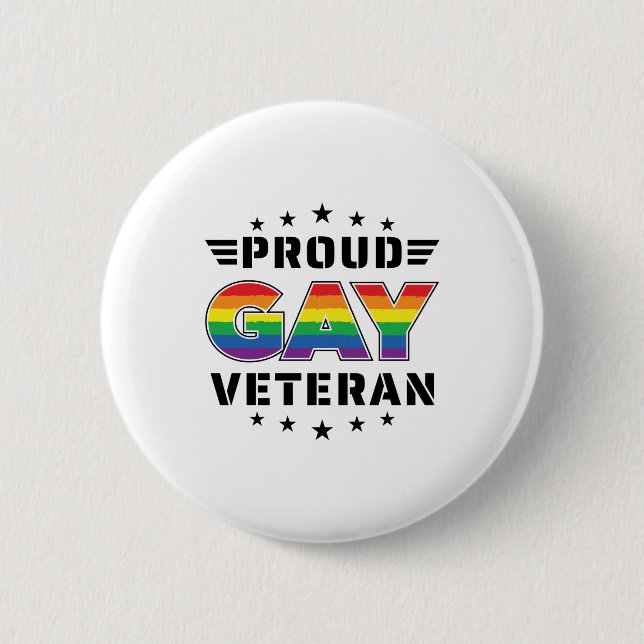 Proud Gay Veteran Pride Month Veteran's Day 6 Cm Round Badge (Front)
