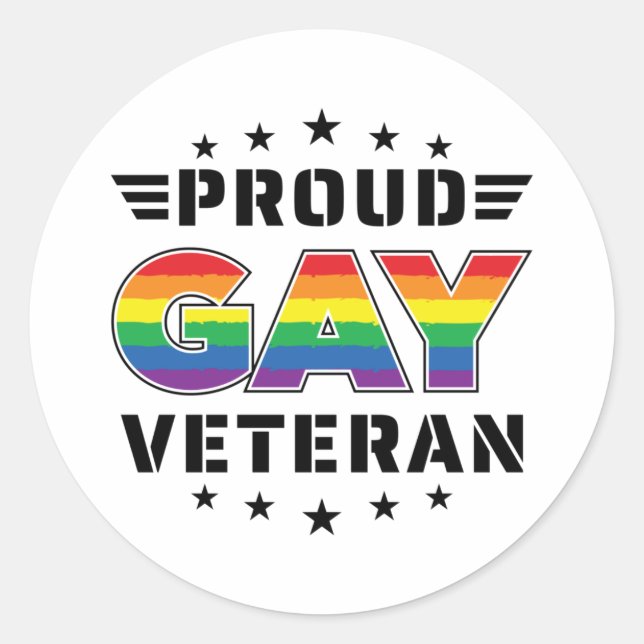 Proud Gay Veteran Pride Month Veteran's Day Classic Round Sticker (Front)