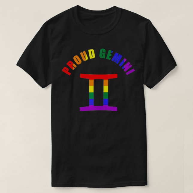 Proud Gemini Astrology LGBTQ Zodiac Sign Horoscope T-Shirt (Design Front)