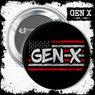 Proud Gen Xer Generation X American Flag Gen X 6 Cm Round Badge