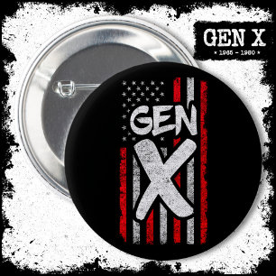 Proud Gen Xer Generation X American Flag Gen X 6 Cm Round Badge