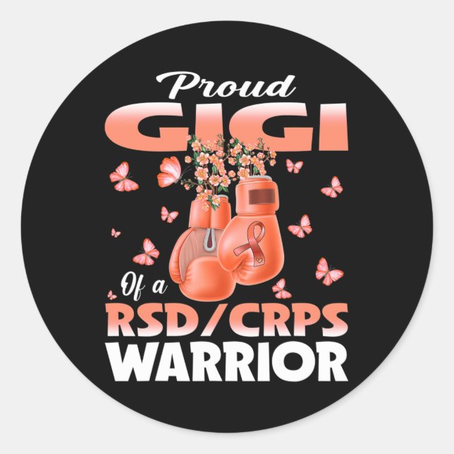 Proud Gigi Of A Rsd Crps Warrior Awareness Boxing  Classic Round Sticker (Front)